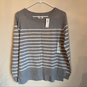 Old Navy Gray White Sweater Stripped